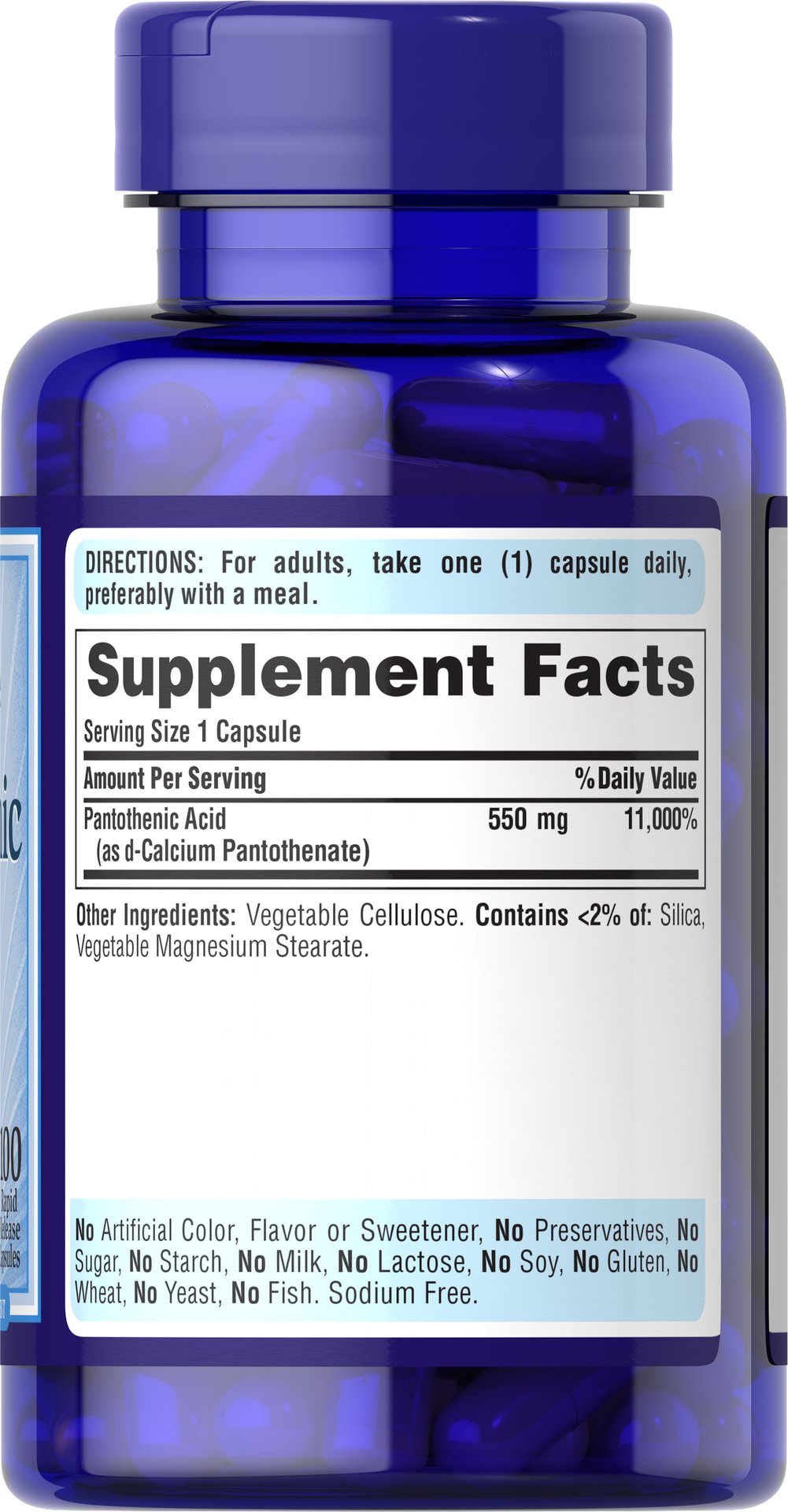 Vitamina B-5 Ácido Pantoténico 550mg